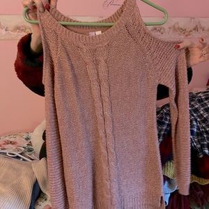 pink cold shoulder sweater
